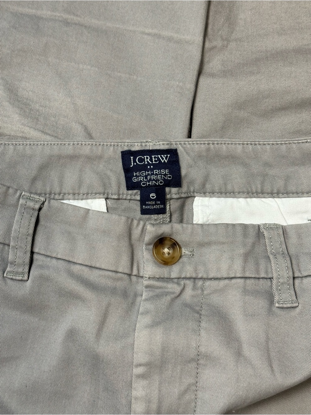 J.Crew High-Rise Girlfriend Chino Pants Gray Raw Hem Size 6 - Picture 7 of 8